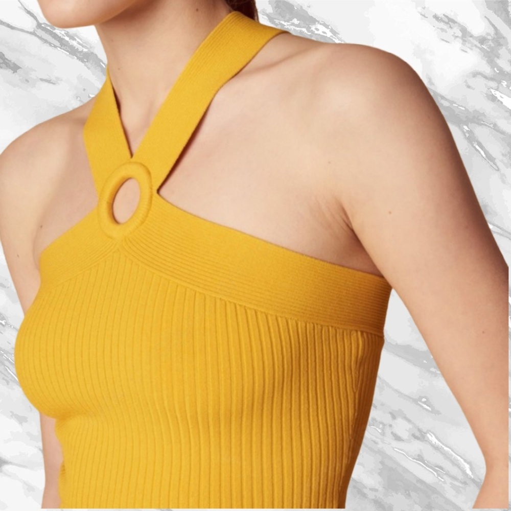 Sandro Fine Knit Top With Crossover Straps (Yellow)